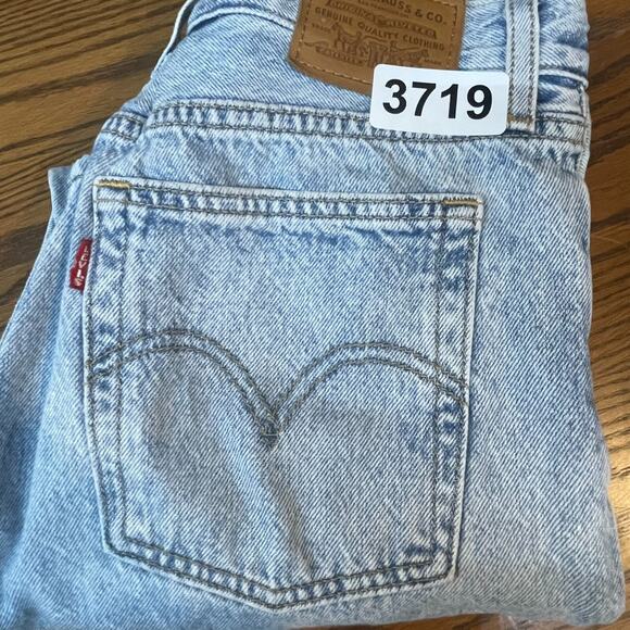 Levis Jeans Womens 27 Blue Wedgie Straight Button Fly Distressed Retro Mid Rise - Picture 14 of 14